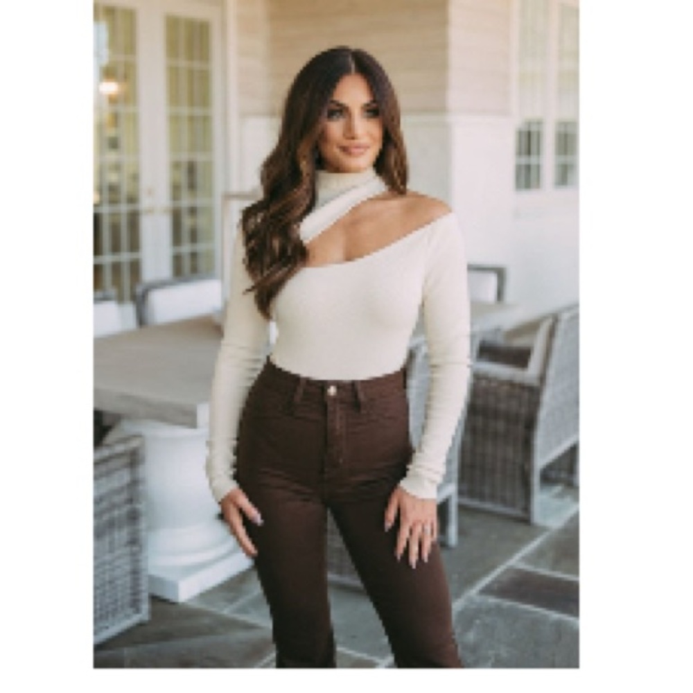 Cream Cutout Sweater Bodysuit